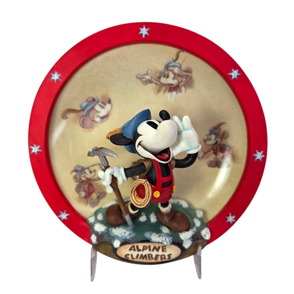 Disney Mickey Mouse Alpine Climbers Bradford Exchange Collector Plate 3D Limited